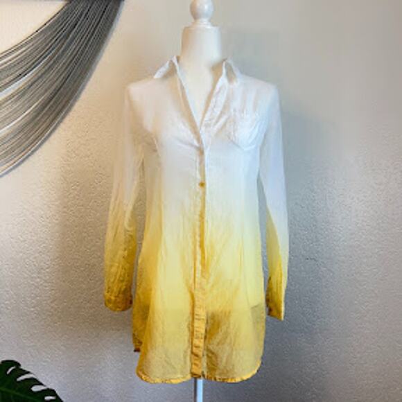 Mollo Rello Cotton Silk Blend Lightweight Button Up Yellow Women's Sz S European - Picture 1 of 11